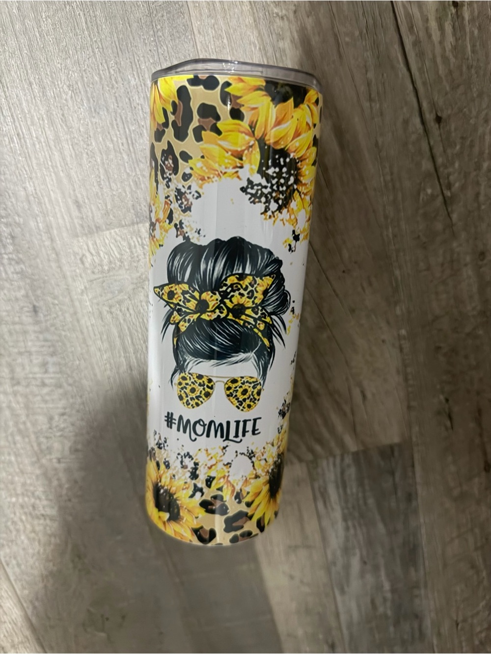 #MOMLIFE Yellow Sunflower Leopard Travel Tumbler